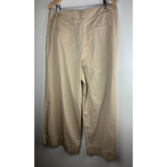 NWT LOFT 2024 Poplin Super Wide Leg Pants Toasted Beige Tan Khaki Womens Size 14 - Picture 9 of 11